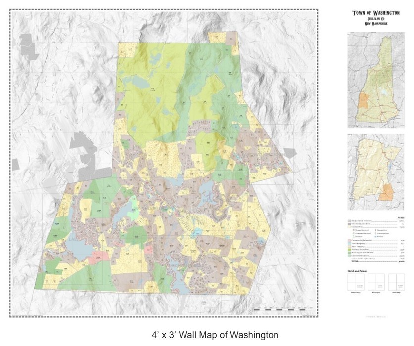 4' X 3' Wall Map of Washington, NH